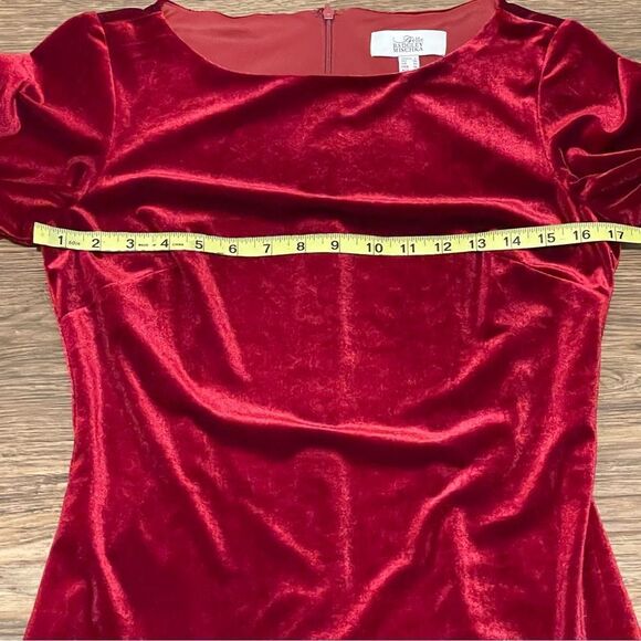 Badgley Mischka Belle Stretch Velvet Mini Dress Red Size 6 - Picture 9 of 12